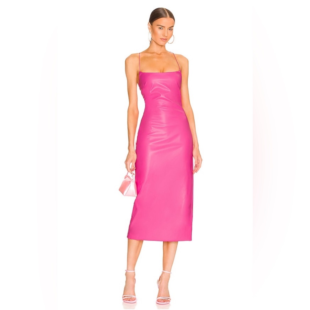 Helena Faux Leather Dress in Hot Pink new with tag